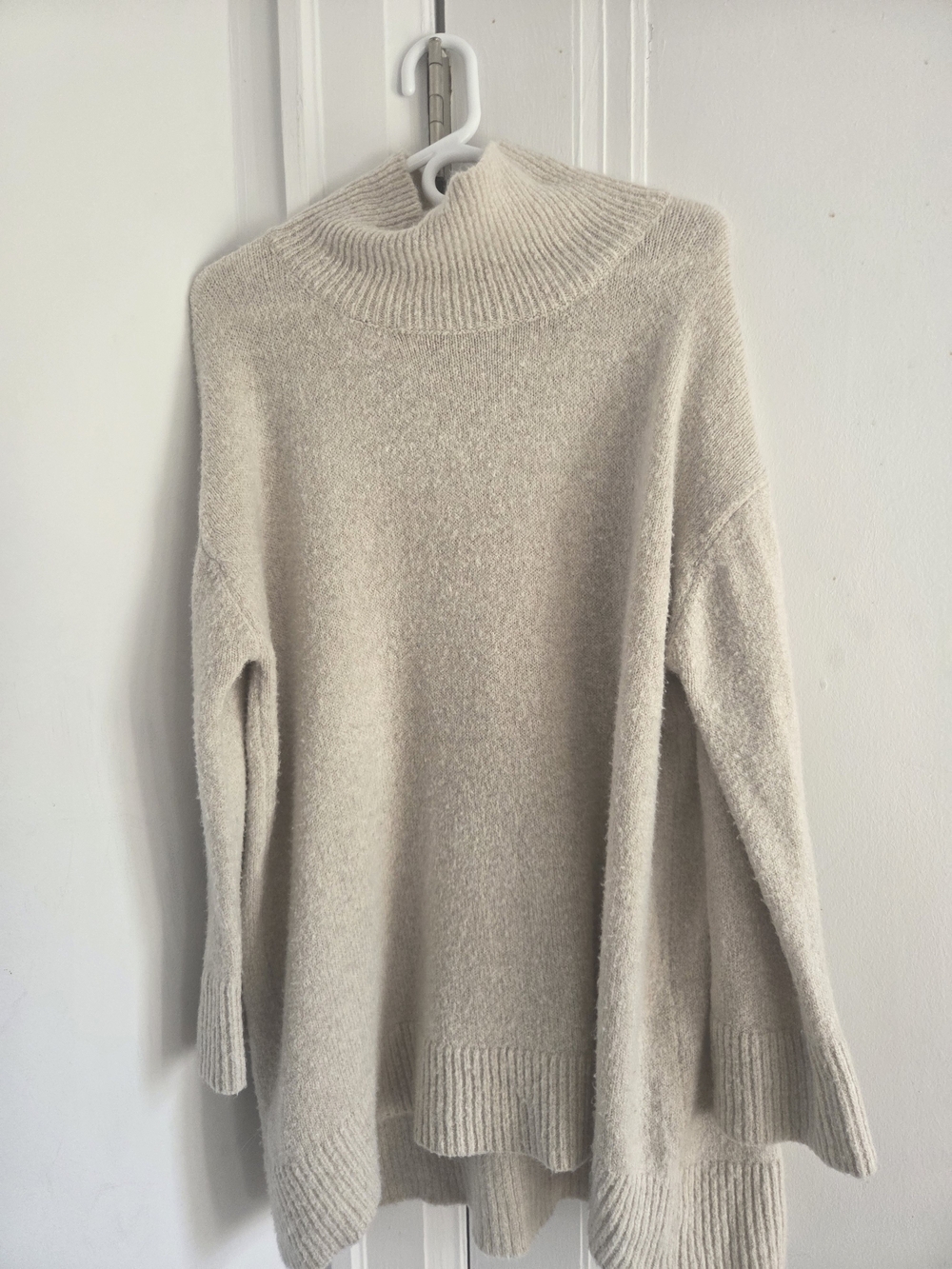 Zara Knit Cozy Oversize Cream Mock Neck Women's Sweater Seize M
